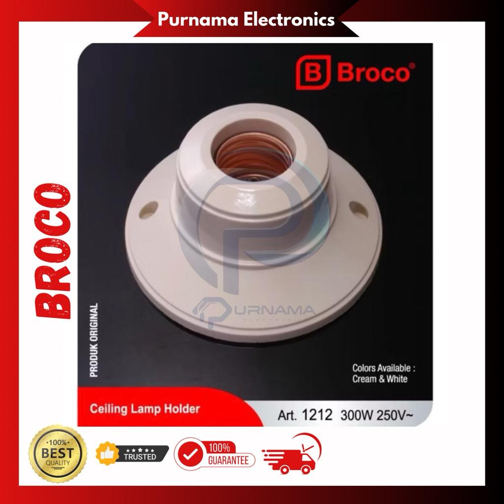 Fitting Lampu  Broco Plafon Bulat Cream / Fitting Plafon Broco Bulat