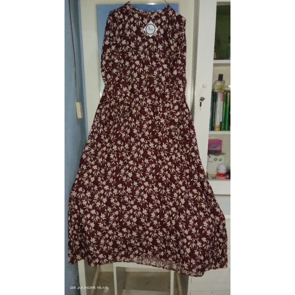 Gamis rayon lengan pita balon