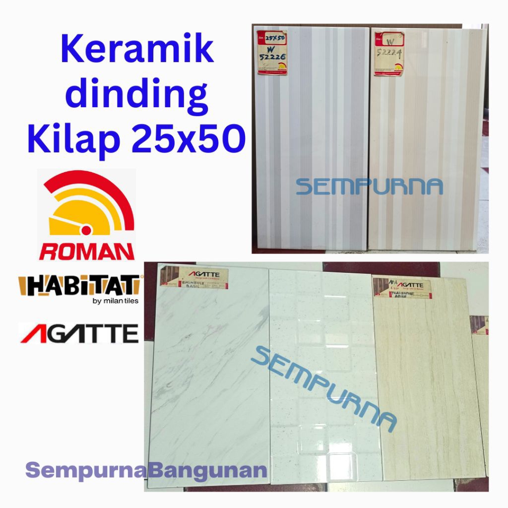Keramik kramik ubin dinding tembok 25x50 Roman W52224 W52226 dSavile Perla Avorio motif garis grey g