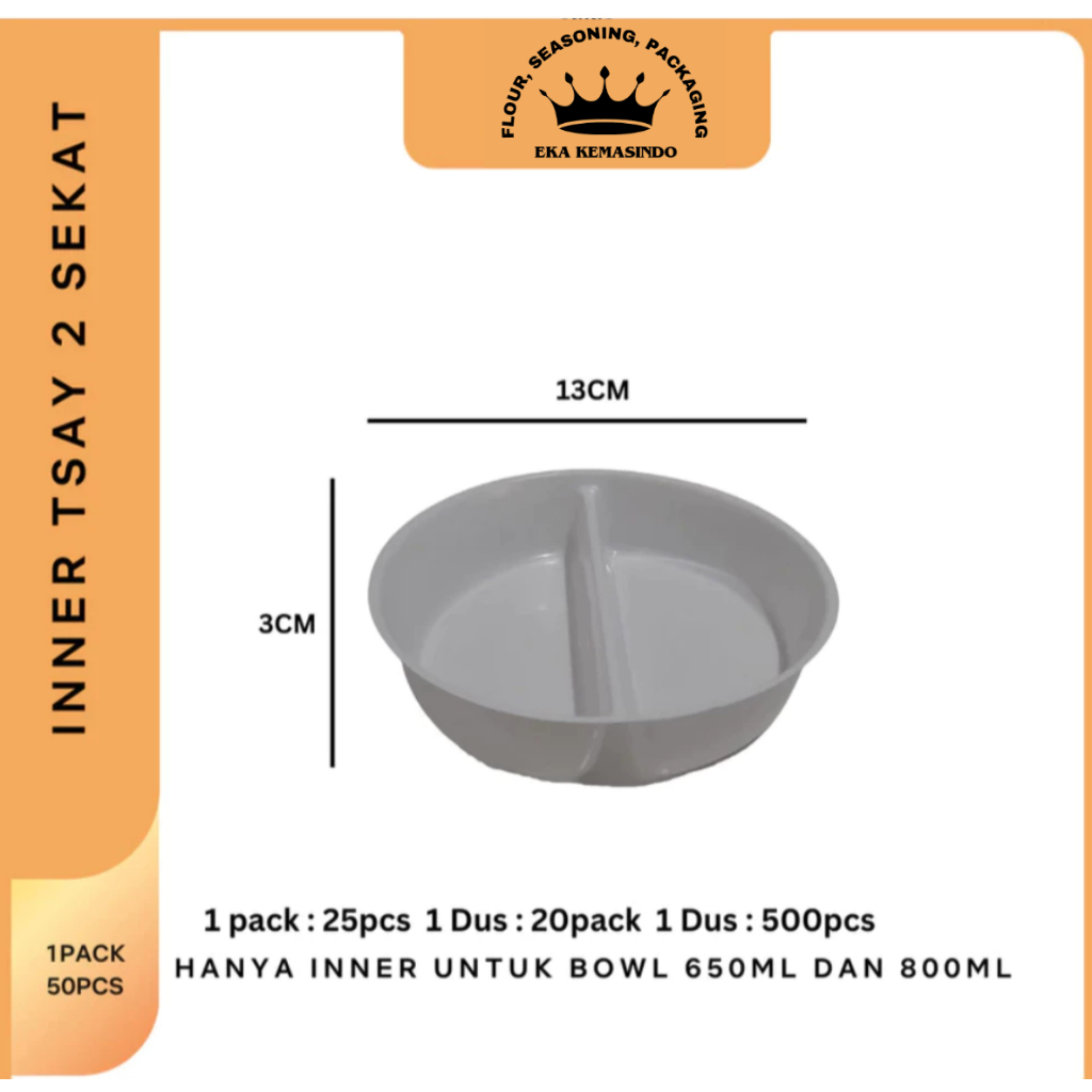 Inner Tray Polos Paper Bowl / Inner Tray Rice Bowl 650ml / 800ml isi 25pcs