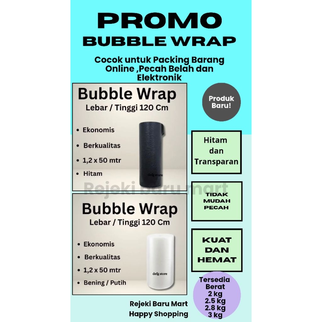 

khusus (Grab dan Gojek) Bubble Wrap Bening dan Hitam 2 kg | 2.5 kg| 2.8 kg| 3 kg