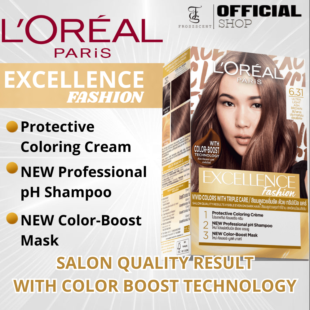 LOREAL PARIS Excellence Fashion Hair Color - Cat Rambut Ultra Light Ash Brown 6.31