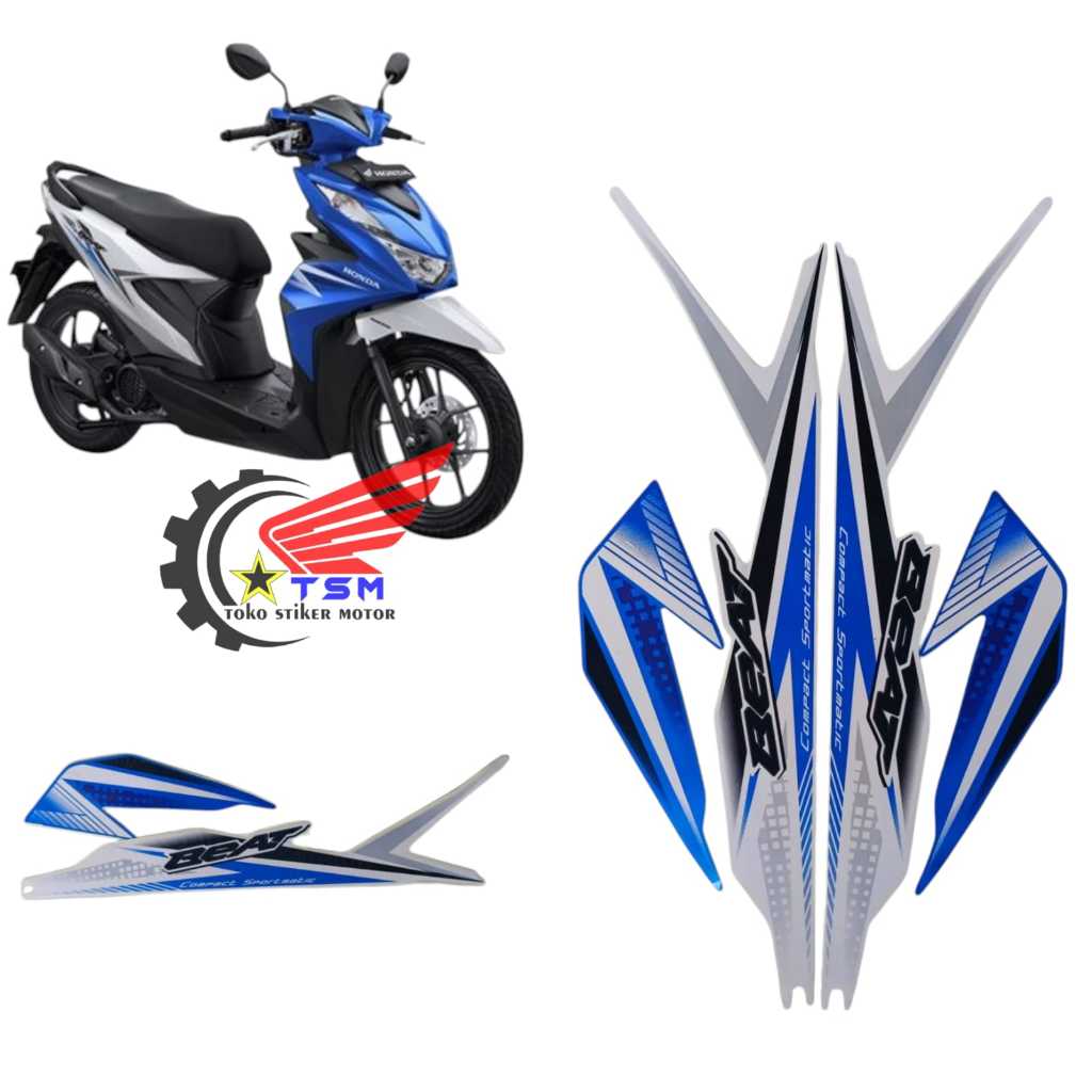 STIKER STRIPING LIS BODY MOTOR BEAT FI NEW 2020 CBS WARNA PUTIH BIRU STANDAR