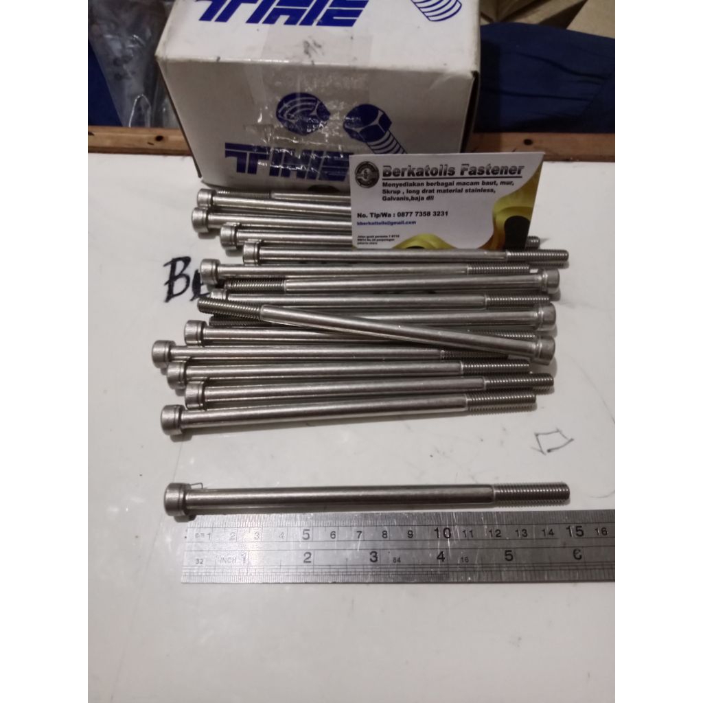 Baut L stainless m8x150 half drat baut 12 L panjang 15 cm