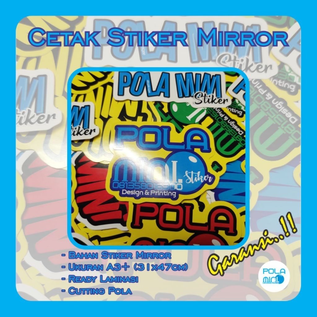 

STIKER CUSTOM MURAH BAHAN MIRROR FREE CUTTING