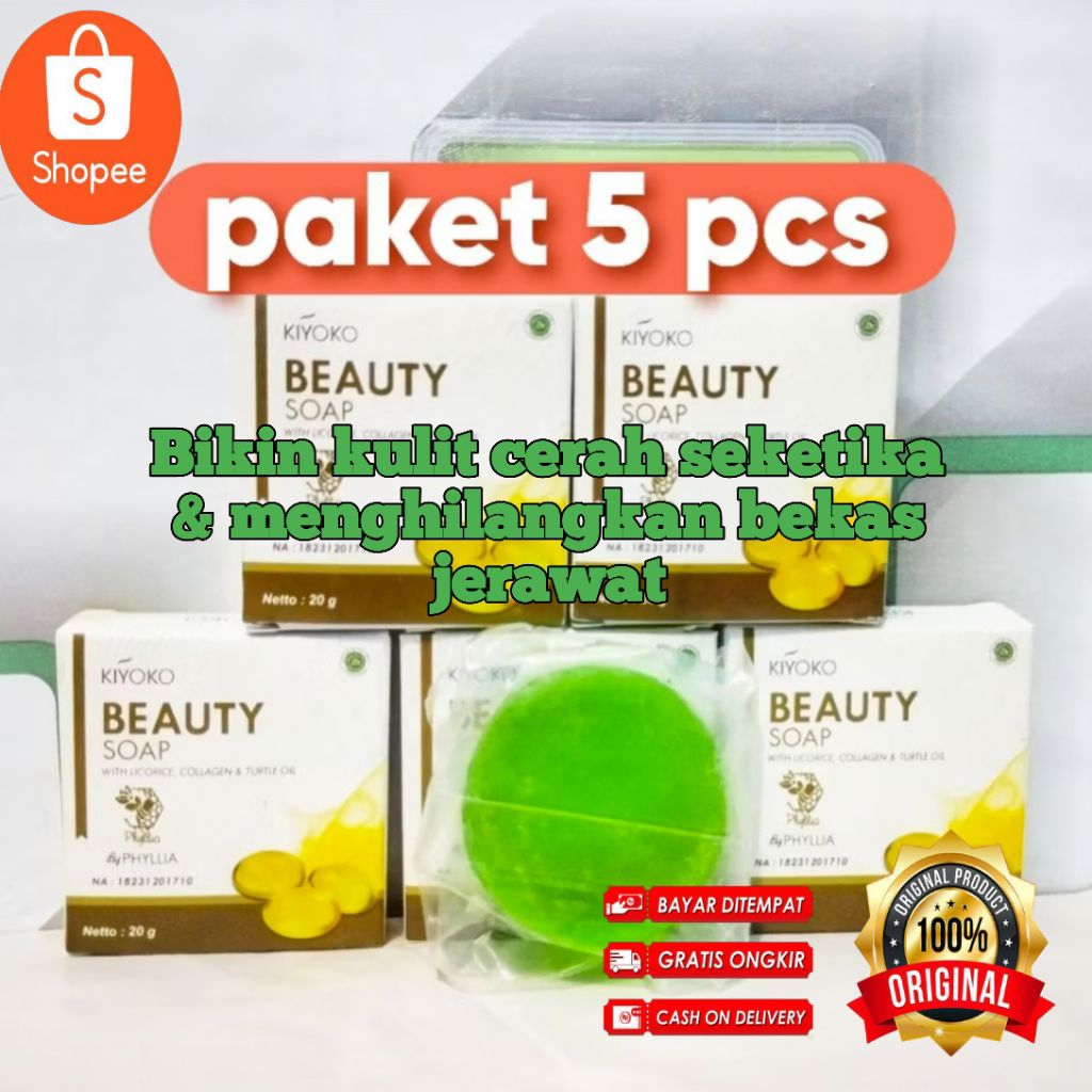 5pcs KIYOKO BEAUTY SOAP BY A 20g, nikmati pengalaman merawat wajah dengan memakai Kiyoko Beauty soap