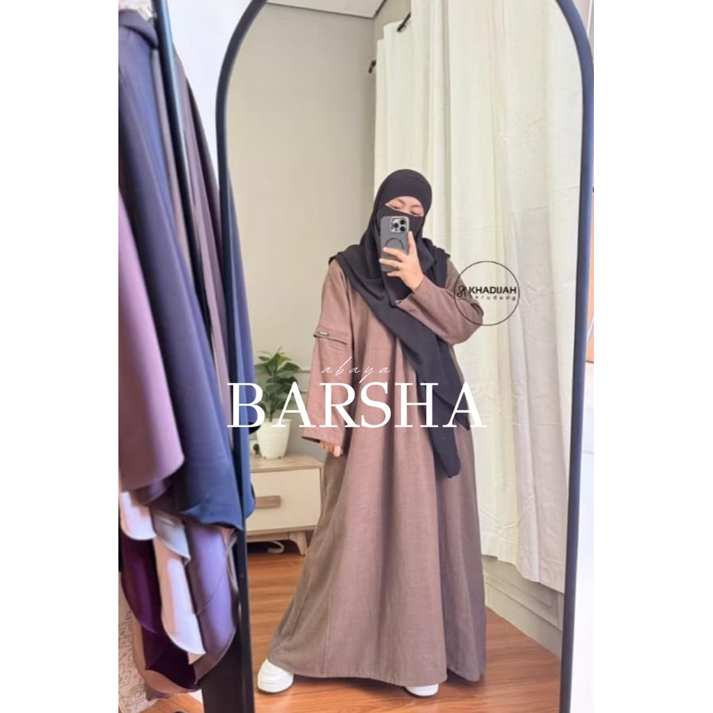 Gamis Abaya Basic Casual Semi Batwing Bahan Linen Barsha By Khadijah