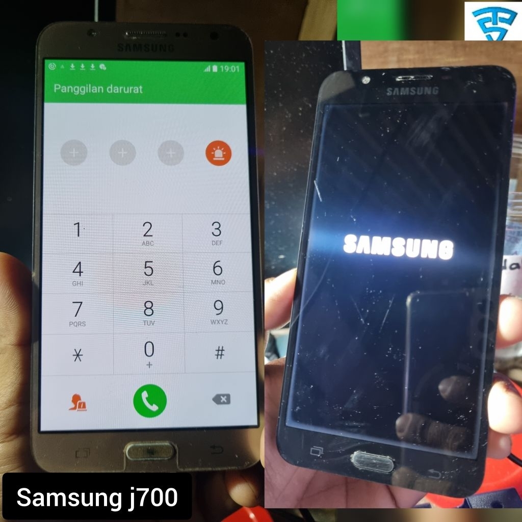LCD touchscreen Samsung j700 j7 core j701 gold hitam original copotan hp