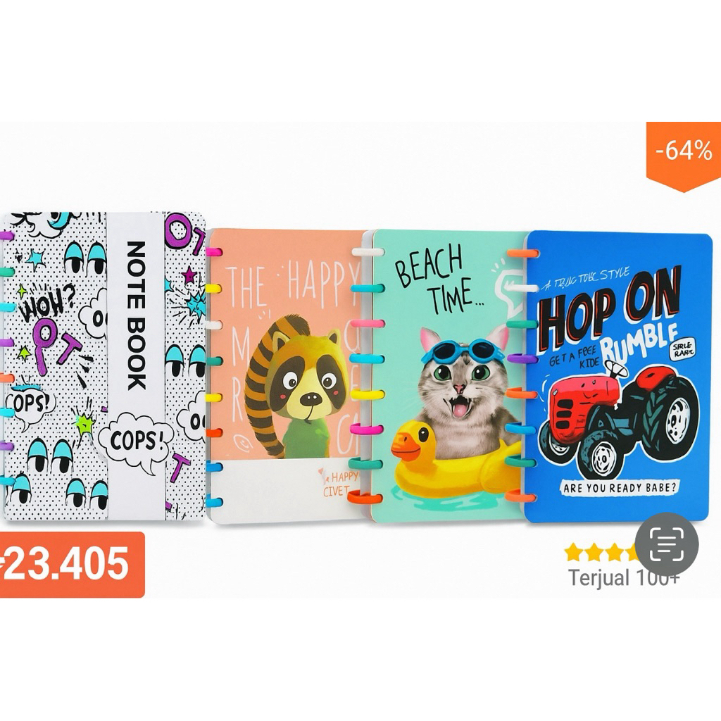 

Binder Notebook A5 Spiral Fancy Lucu - Map Binder A5 Buku Catatan Lucu Ring Pelangi