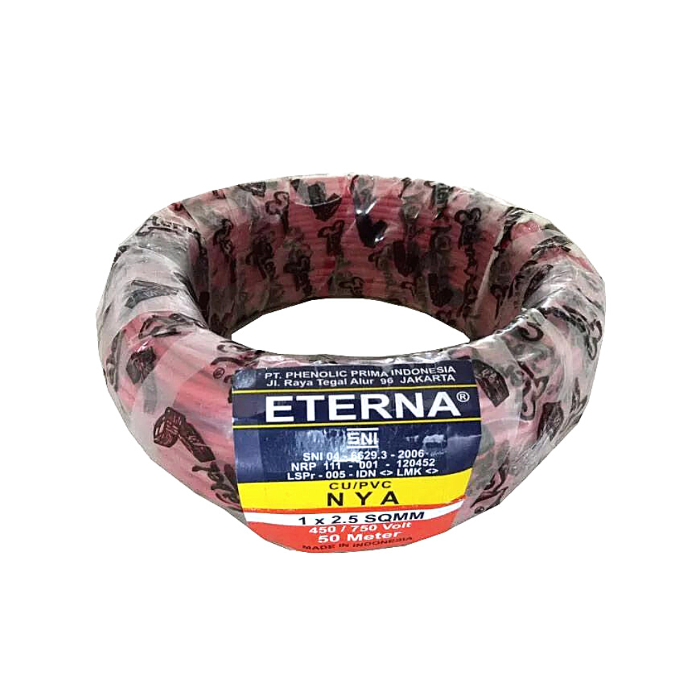Kabel NYA Eterna 1x2,5 mms 50 Meter Merah