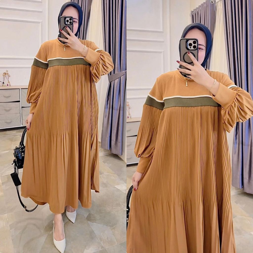 GAMIS OVI MODEL LIST TERBARU MODEL  LENGAN BALON CASUAL KNIT X PRISKET