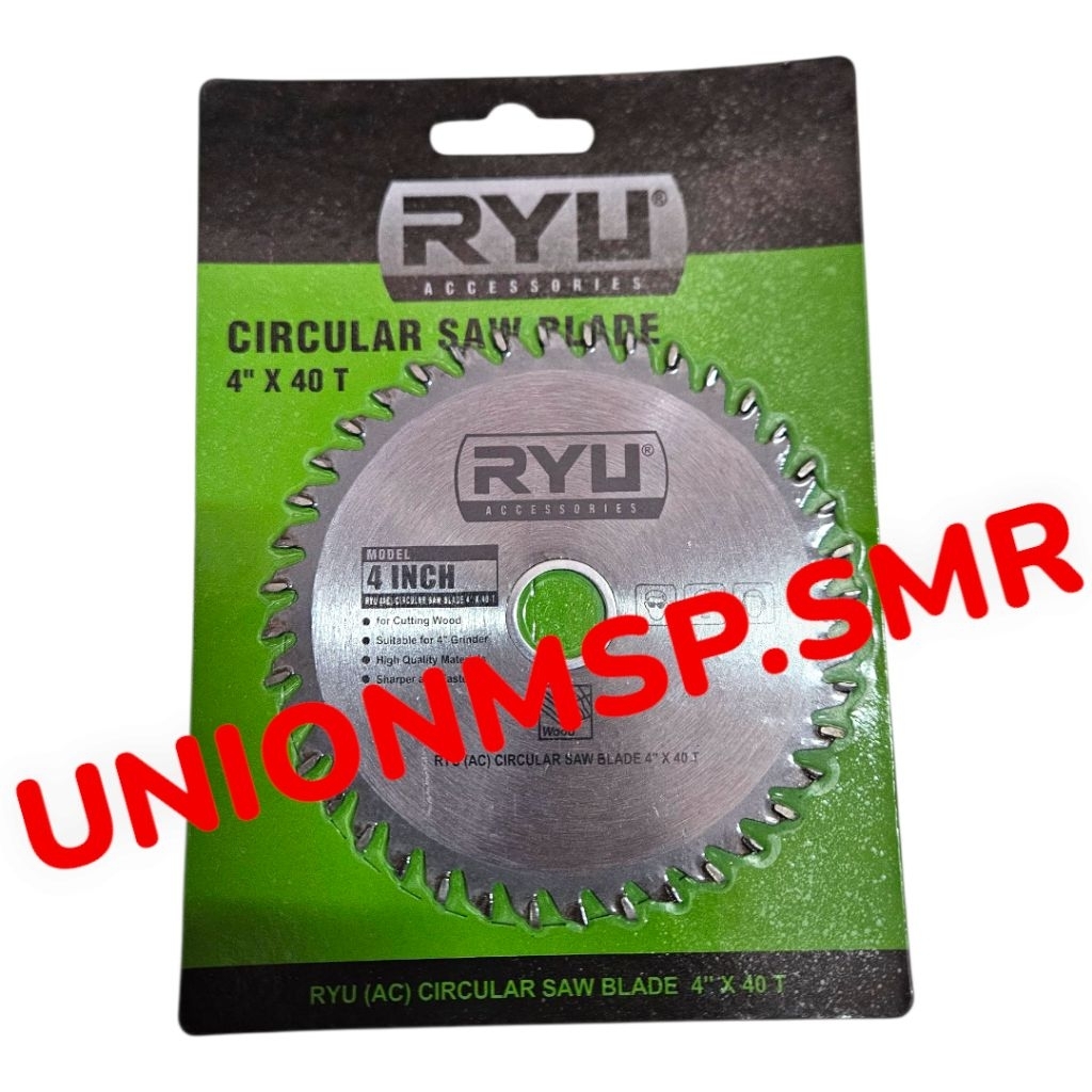 RYU Circular Saw Blade 4 Inch x 40T Pisau Potong Kayu | Mata Potong Serkel 4" 40T untuk Mesin Gerind
