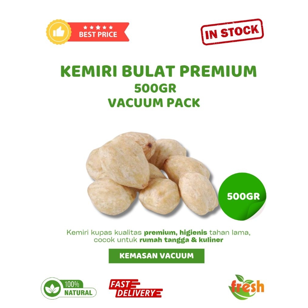 

Kemiri Bulat berat 500gr | Kering, Vacuum, Siap Masak – Fresh & Higienis