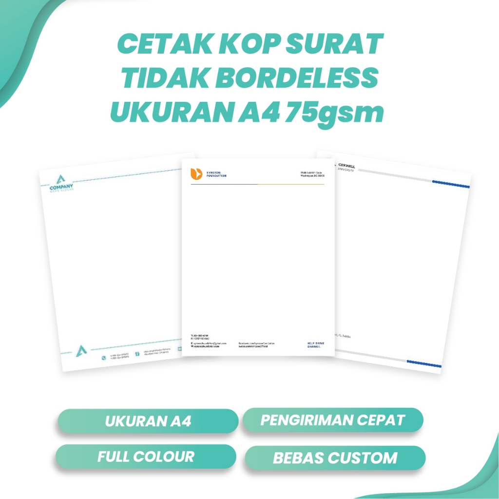 

CETAK KOP SURAT FULL COLOUR HVS A4 75gsm 1 RIM ( 500 LEMBAR ) TIDAK BORDELESS