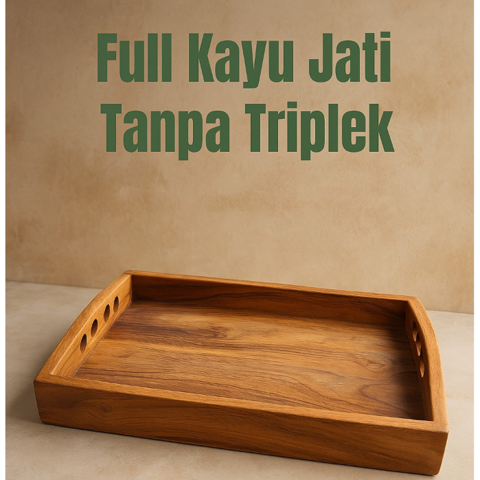 Nampan Baki Kayu Jati Estetik Full Kayu Asli Tanpa Triplek