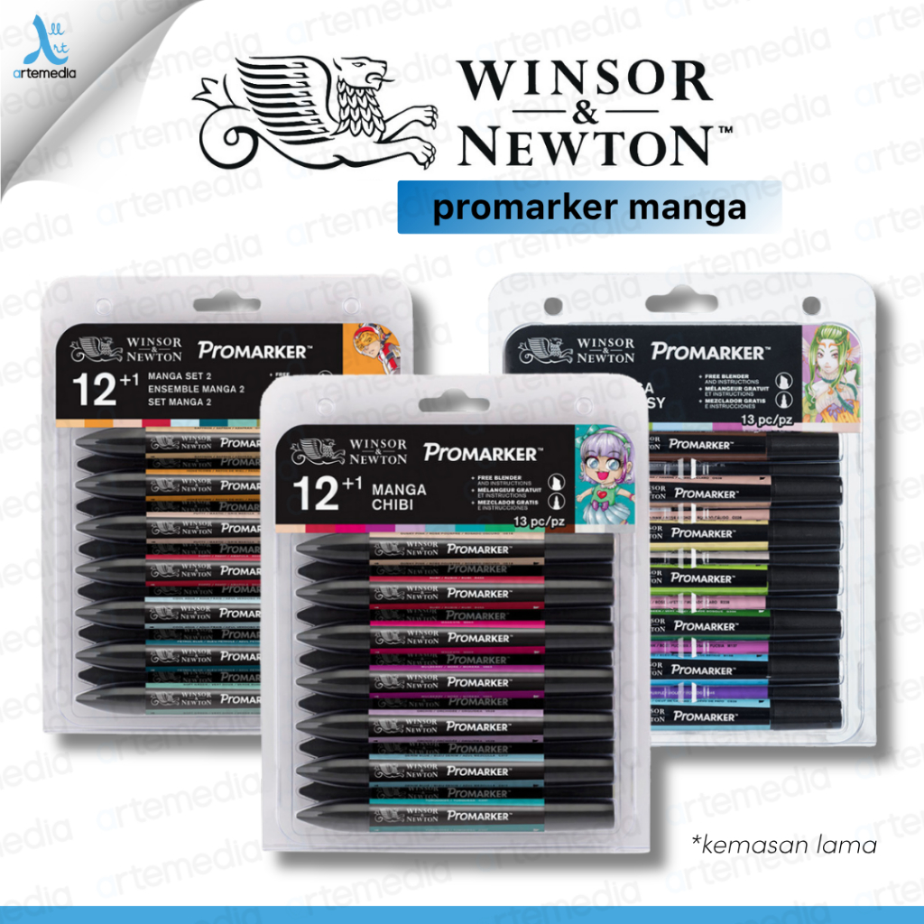 

Winsor & Newton Promarker Manga Set 12 Warna Spidol Dual Tip Alkohol Marker untuk Gambar Anime