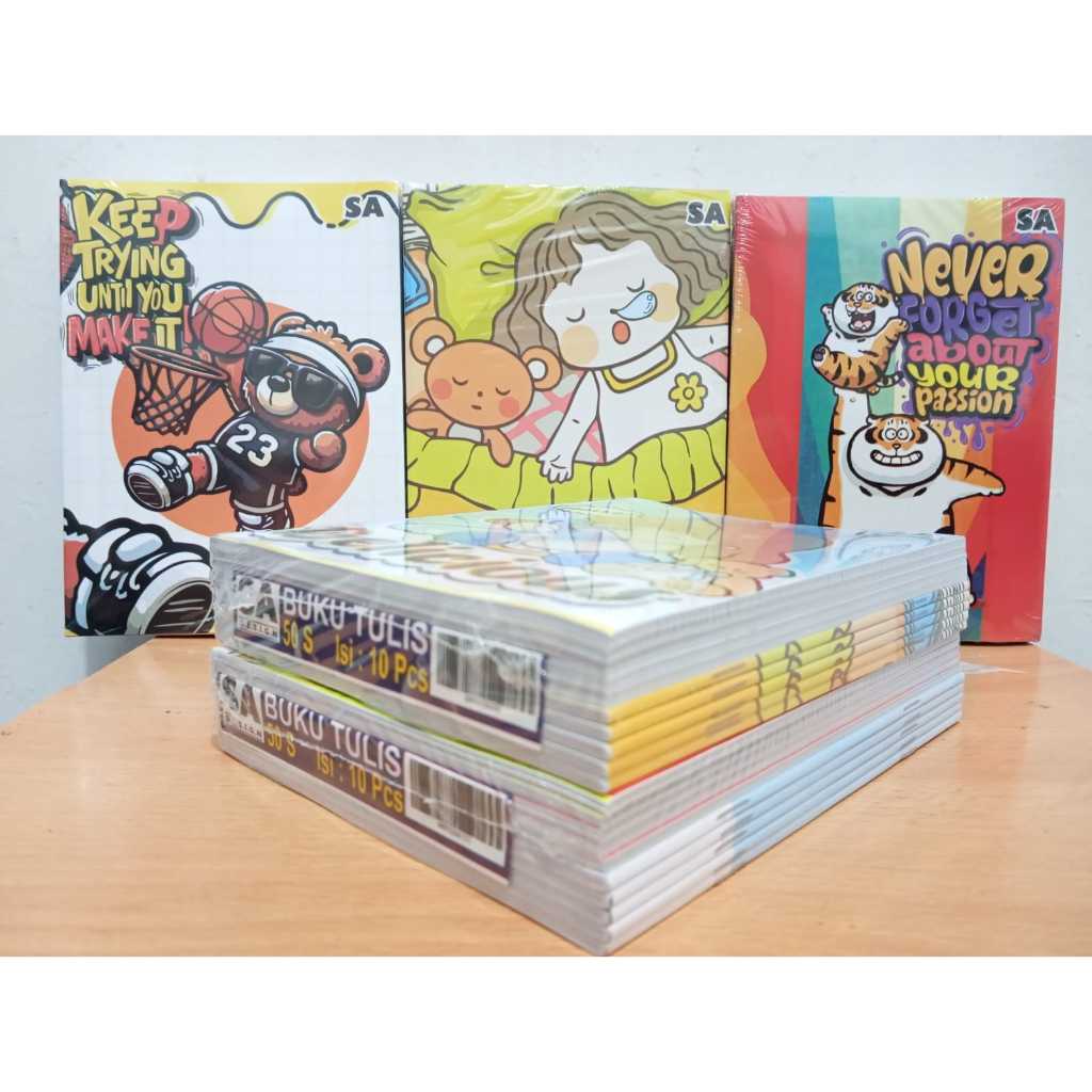 

BUKU TULIS SA PENDEK ISI 50 LEMBAR 1 PACK ISI 10 PCS MOTIF RANDOM