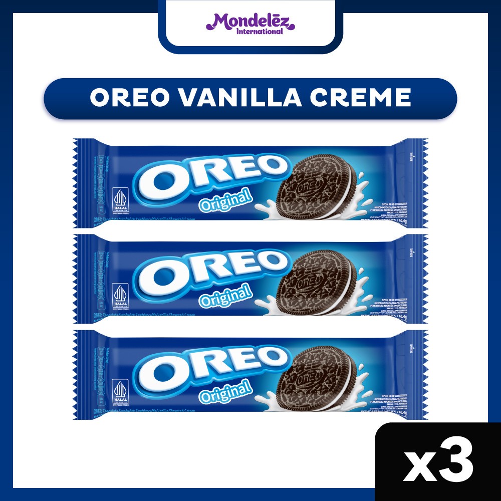 

Oreo Vanilla Cream 110.4gr x 3 | Biskuit Snack Camilan Favorit Anak & Keluarga