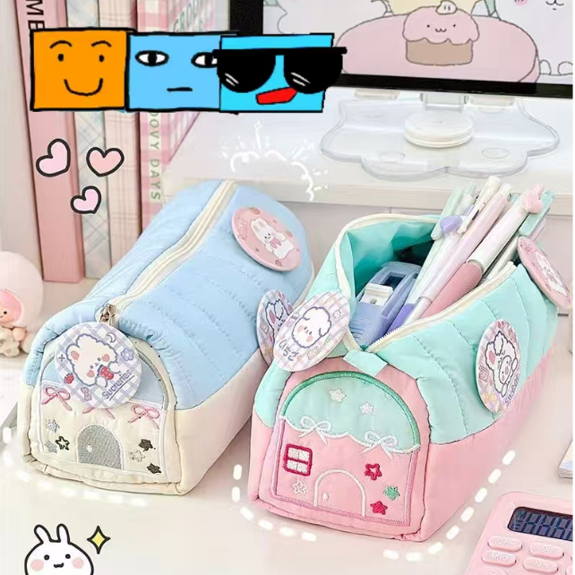 

Pen case small house design cute little fresh stationery box large capacity student niche storage bag