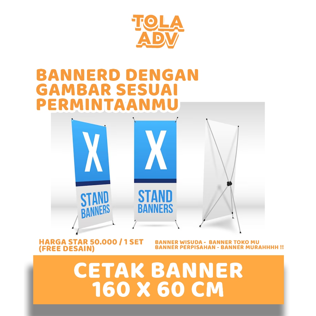 X-Banner | Y-Banner | Banner Wisuda | Standing Promosi Toko | Spanduk Wisuda | Banner 160 x 60 cm | 