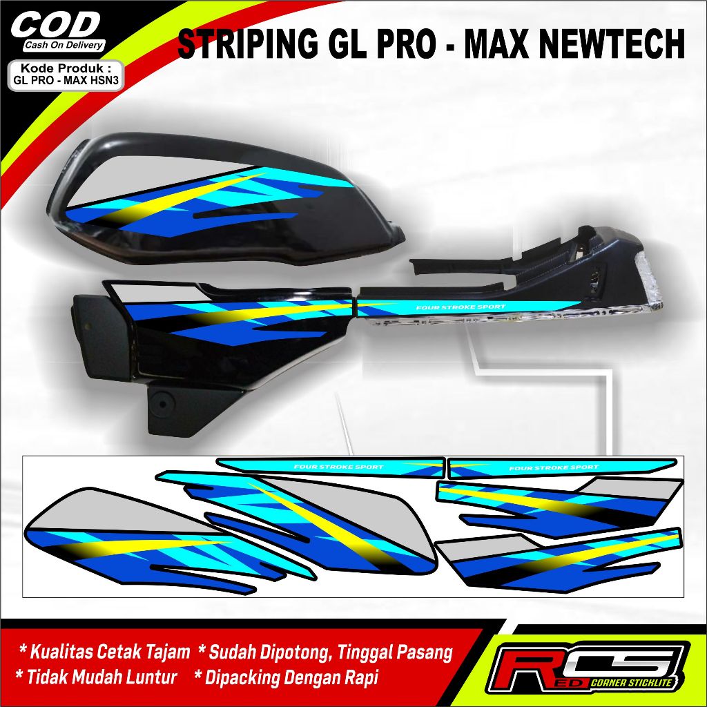 STRIPING LIST HONDA GL MAX - PRO MOTIF ORI - STICKER LIST GL PRO - MAX motif original