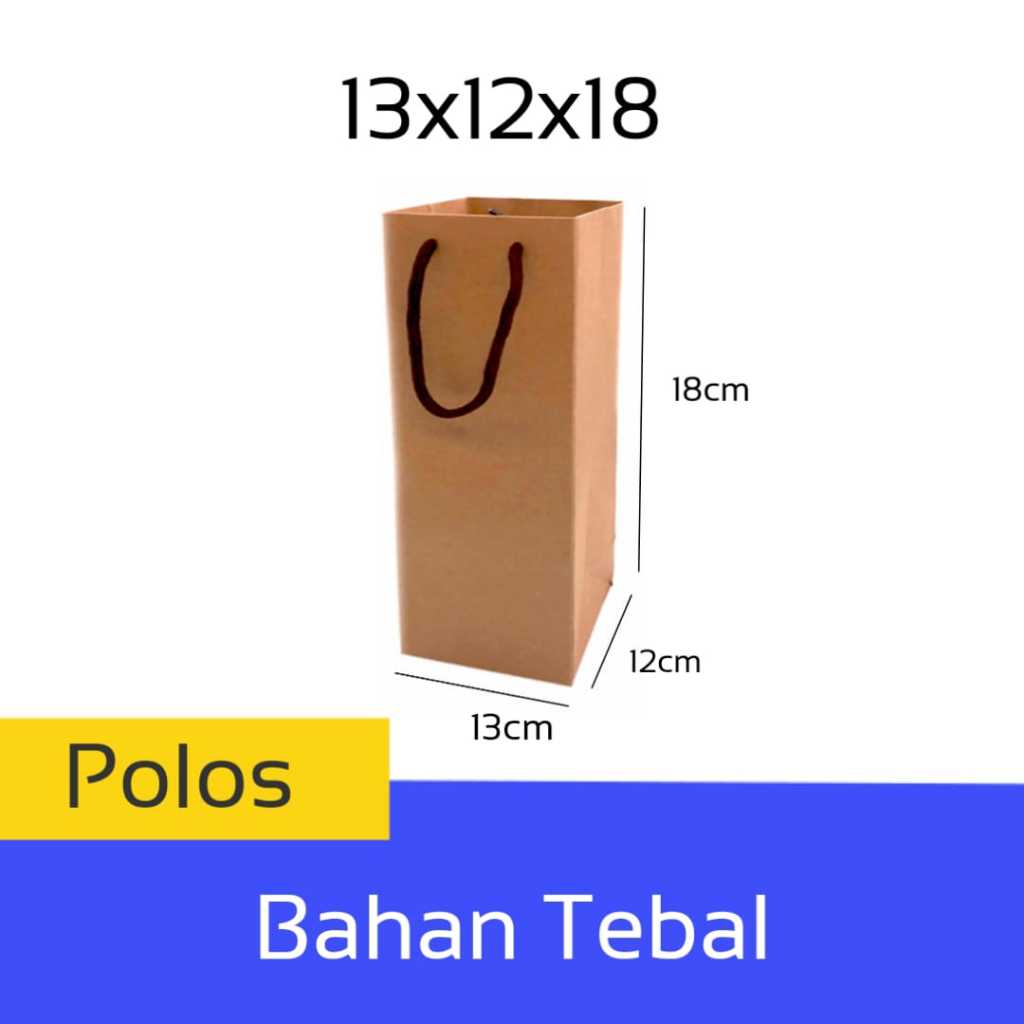 

Paper Bag Coklat Polos Custom Kado Bahan Tebal Ukuran 13x12x18