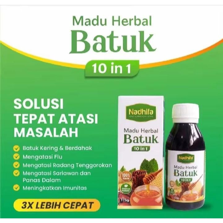 

PROMO Madu Herbal Batuk Nadhifa 175g 10 in 1 Solusi Ampuh Atasi Masalah Flu dan Batuk Secara Alami Obat Batuk Anak Dan Dewasa