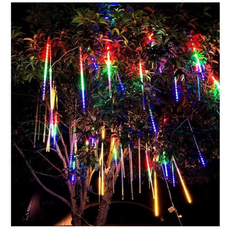 Lampu Meteor LED RGB 8 Batang 3 Meter/Lampu Hujan Meteor RGB Jatuh Salju Taman Hias Lampu Jatuh Rain