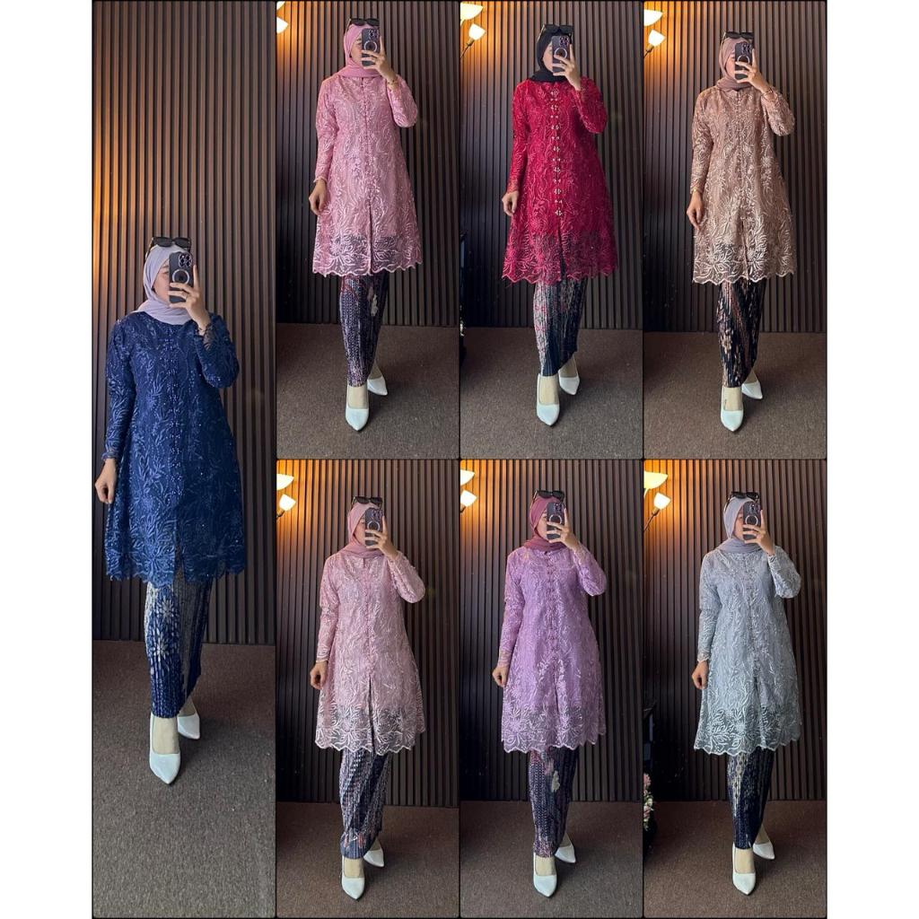 SET ROK KONDANGAN MOTIF A, ROK PLISKET, TUNIK BROKAT, SET WANITA KEKINIAN, SET KONFANGAN MEWAH
