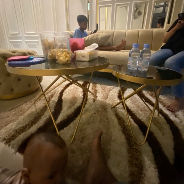 meja kaca susun kaki hairpin