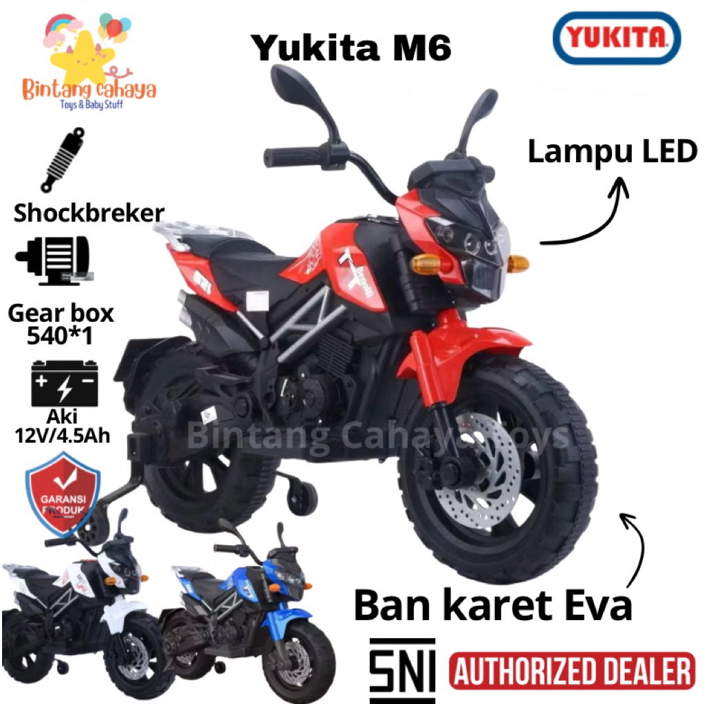 Motor Aki anak Besar Yukita M6 sepeda motor ces casan listrik ban karet