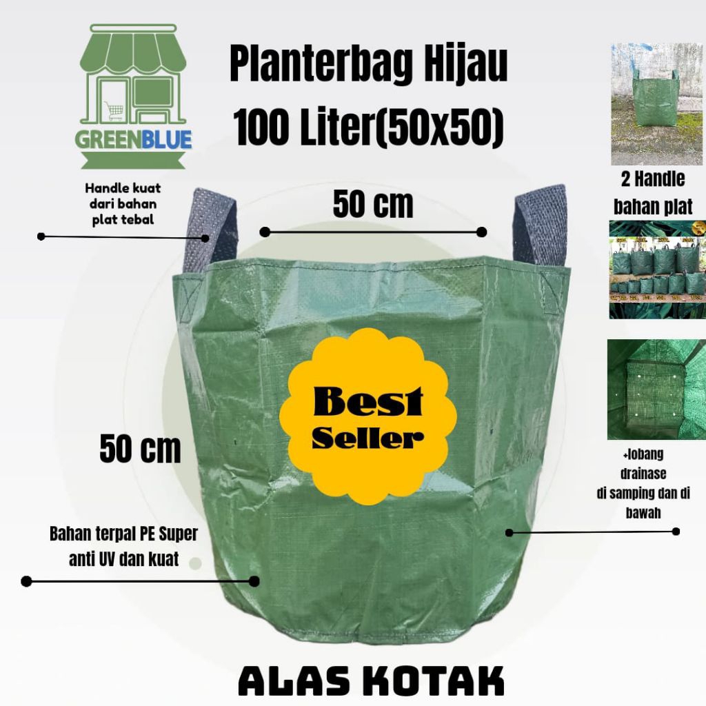 Planterbag Hijau 100 liter(50x50)pot terpal PE super