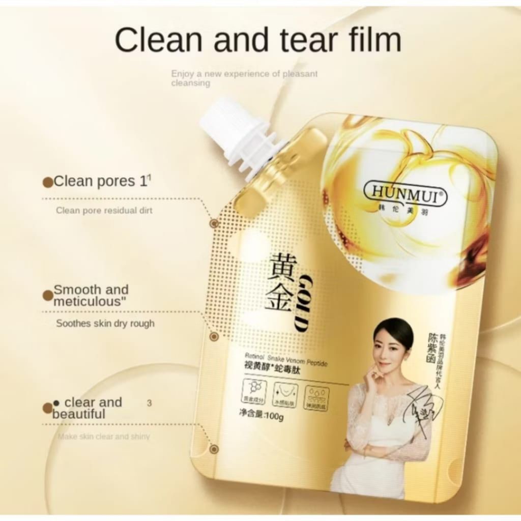 HUNMUI GOLD MASK MASKER TELUR EMAS PEMUTIH MENCERAHKAN WAJAH ALAMI