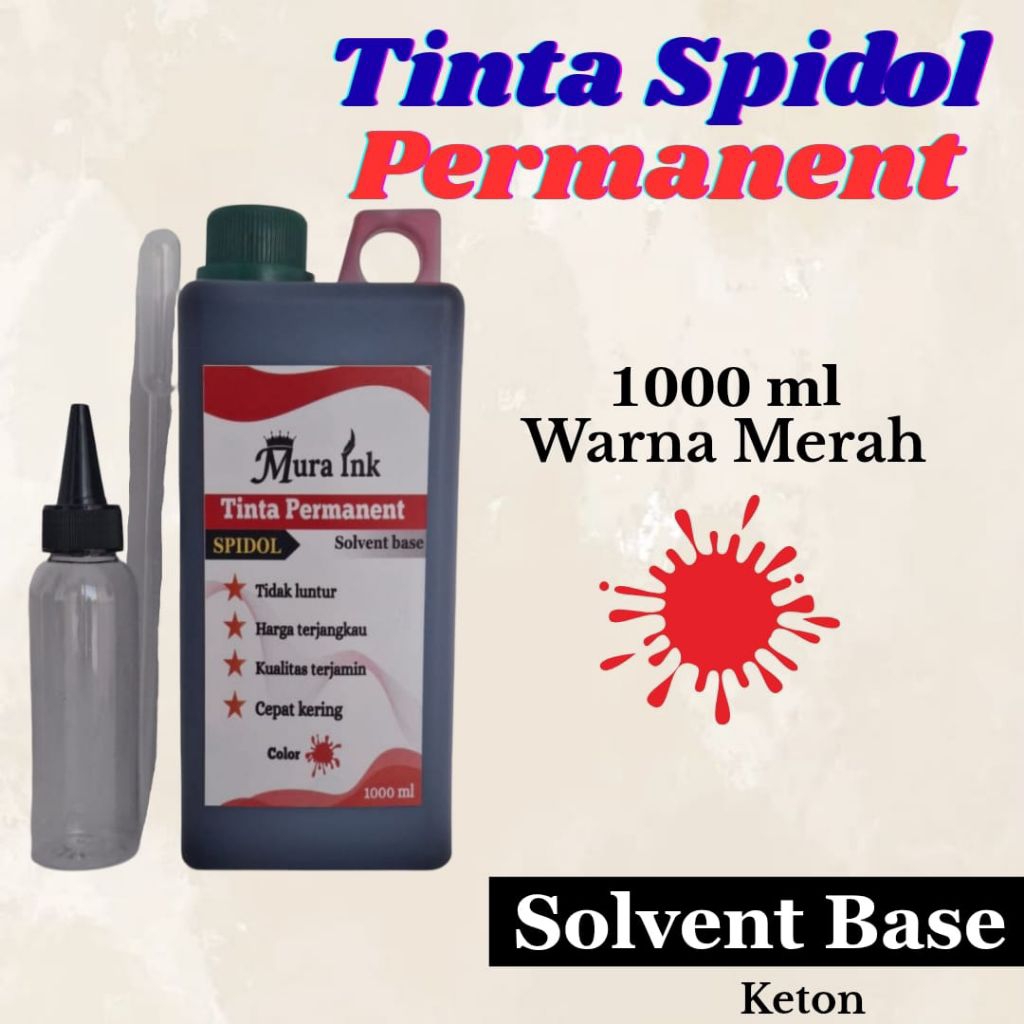 

Tinta spidol permanent merah 1 liter basis minyak mura ink