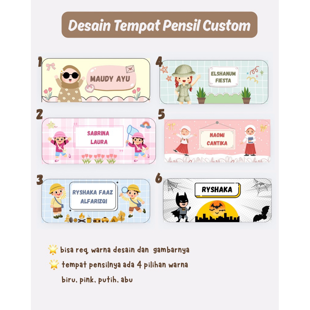 

TEMPAT PENSIL CUSTOM FREE DESIGN