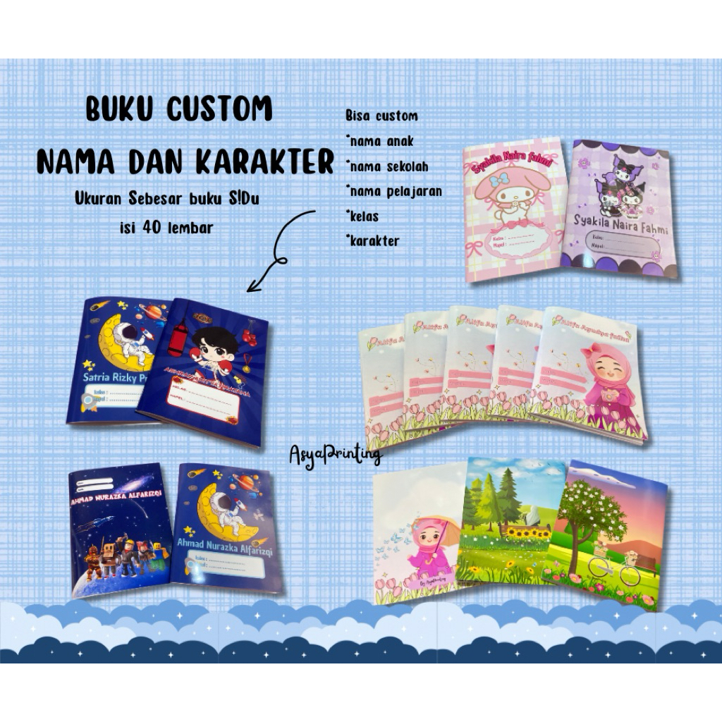 

BUKU TULIS CUSTOM NAMA DAN KARAKTER LUCU