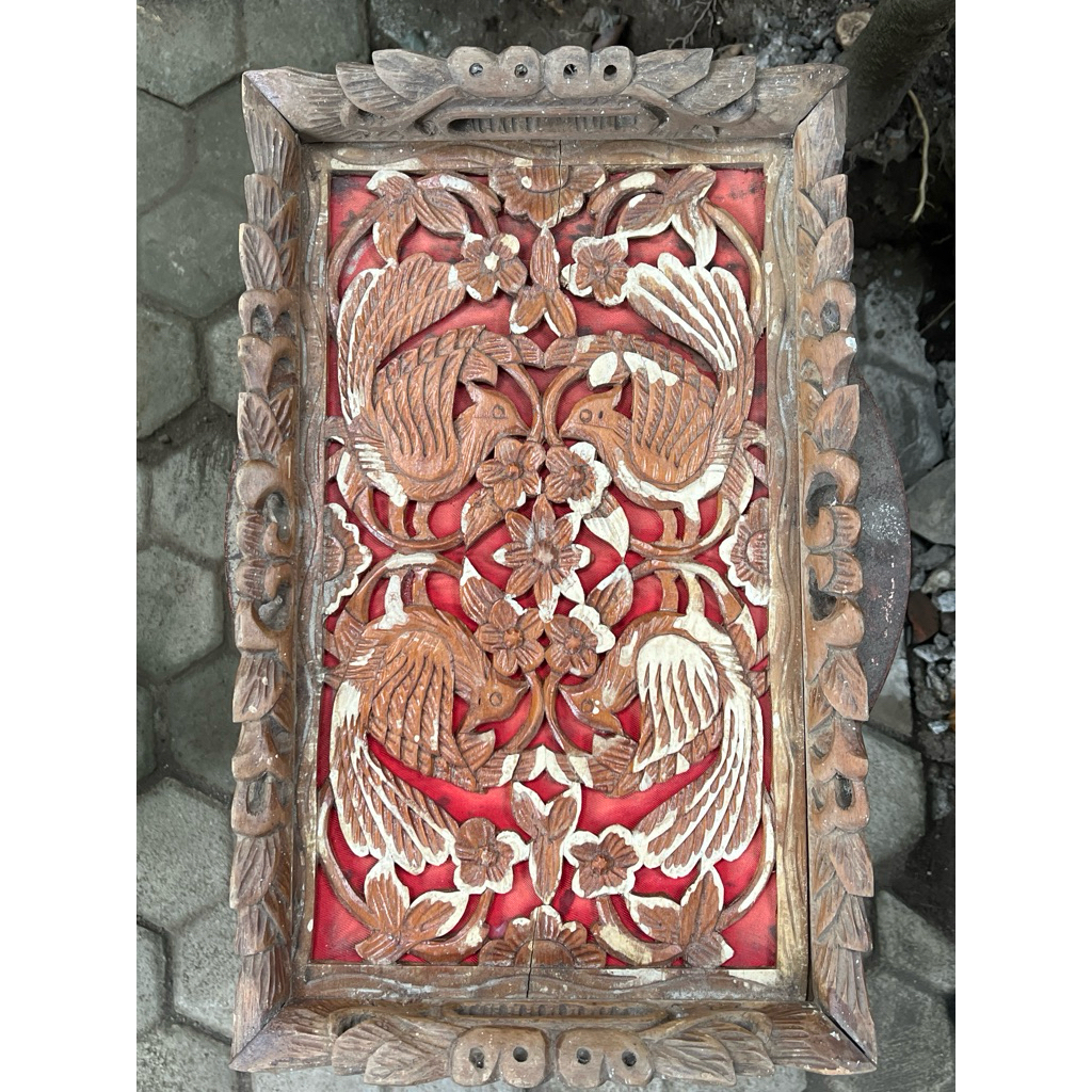 Nampan / Talam / Baki / Lengser Kayu Berukir Unik Antik Langka