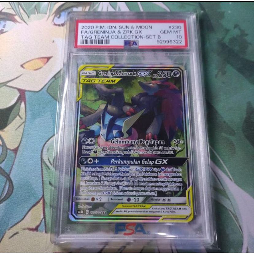 Kartu Pokemon ID Indonesia SM AC3b Greninja & Zoroark GX SR AA PSA 10