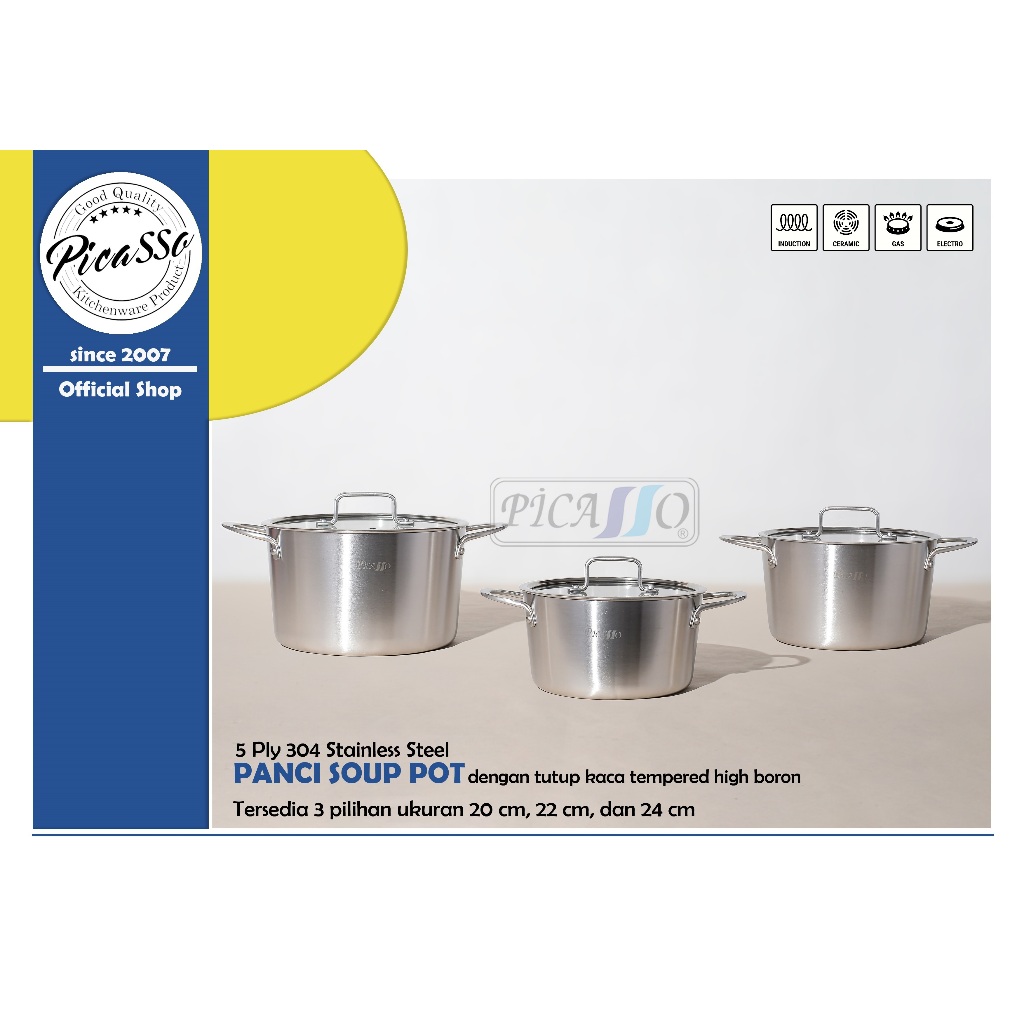 Soup Pot Picasso stainless 304 / Stockpot Picasso stainless 304 / Panci Dutchoven