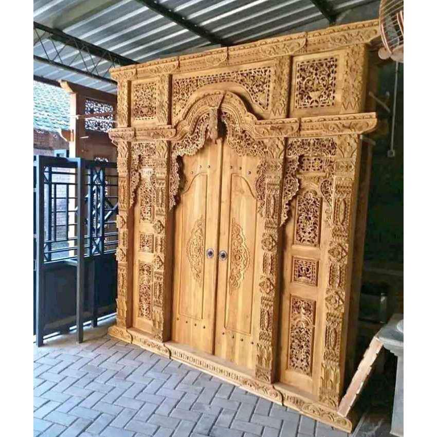 pintu rumah gebyok ukir jati jepara ukuran 3 meter