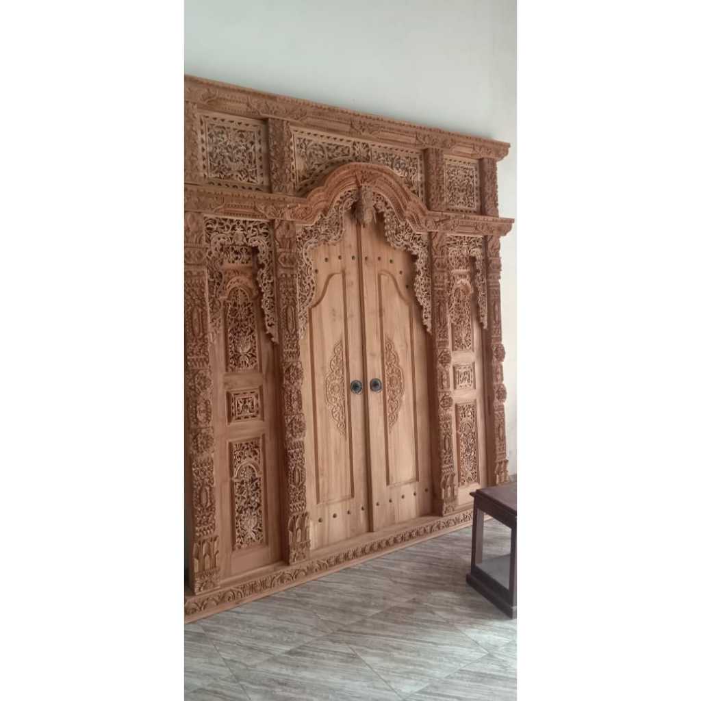 pintu rumah klasik gebyok ukir jati jepara ukuran 3 meter