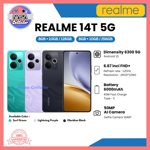 HP REALME 14T 5G 8/256GB, 14T 5G 8/128GB, 13 5G 12/256GB, 13 8/256GB & 13 8/128GB (GARANSI RESMI)