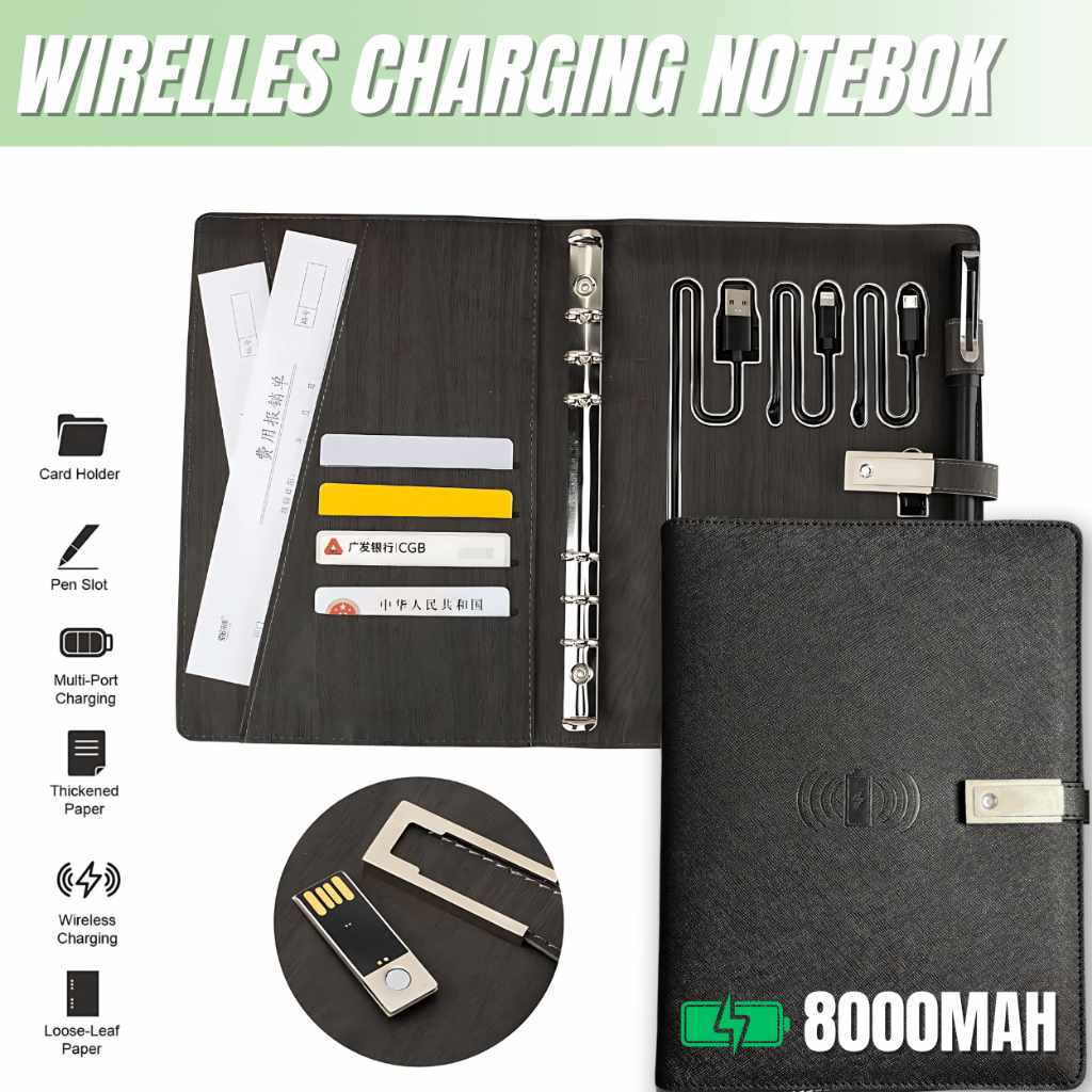 

Notebook Wireless Charging + Powerbank 8000mAh + Flashdisk 16GB | Buku Catatan A5 Multifungsi