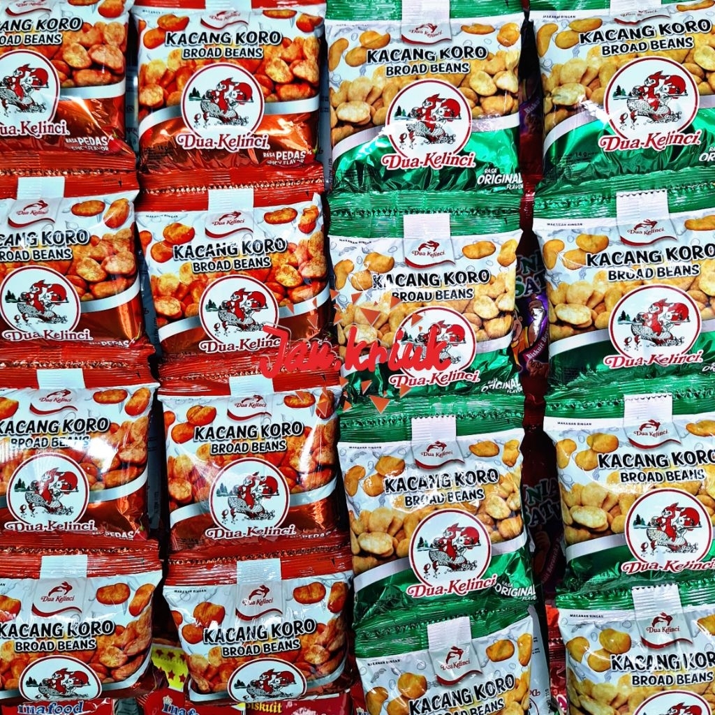 

Koroku kacang Dua Kelinci Pedas dan original renteng isi 10 pcs