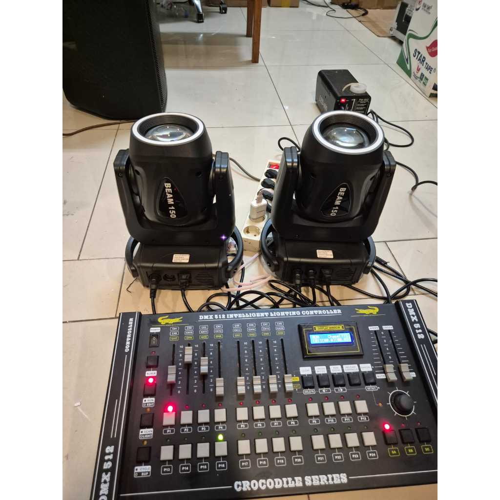 Mini moving head beam 150 watt ring led plus mixer crocodile dmx 512