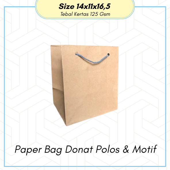 

PAPERBAG DONAT POLOS & MOTIF UK P14 X L11 X T16,5 / TAS SOVENIR / PAPERBAG KADO / PAPERBAG MURAH