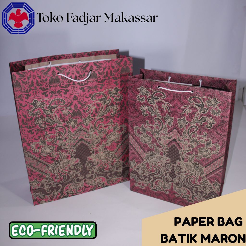 

Paper Bag/ Tas Kertas Motif Batik Maron- Ukuran Sedang & Besar - 1 Lusin (12pcs)