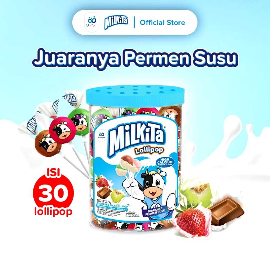 

Milkita Lollipop Jar | Isi 30 Pcs @ 9 Gr