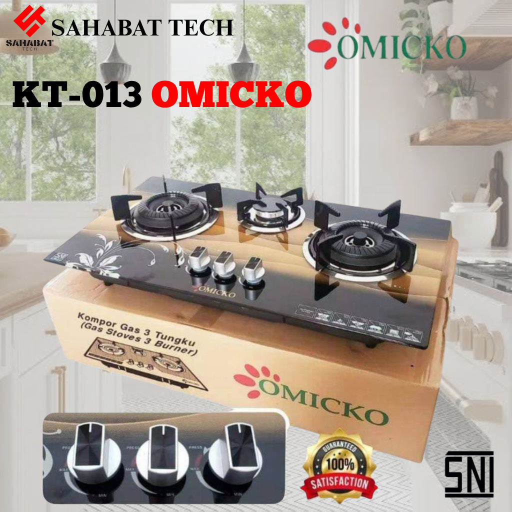 Kompor Gas Tanam Kaca 3 Tungku Omicko