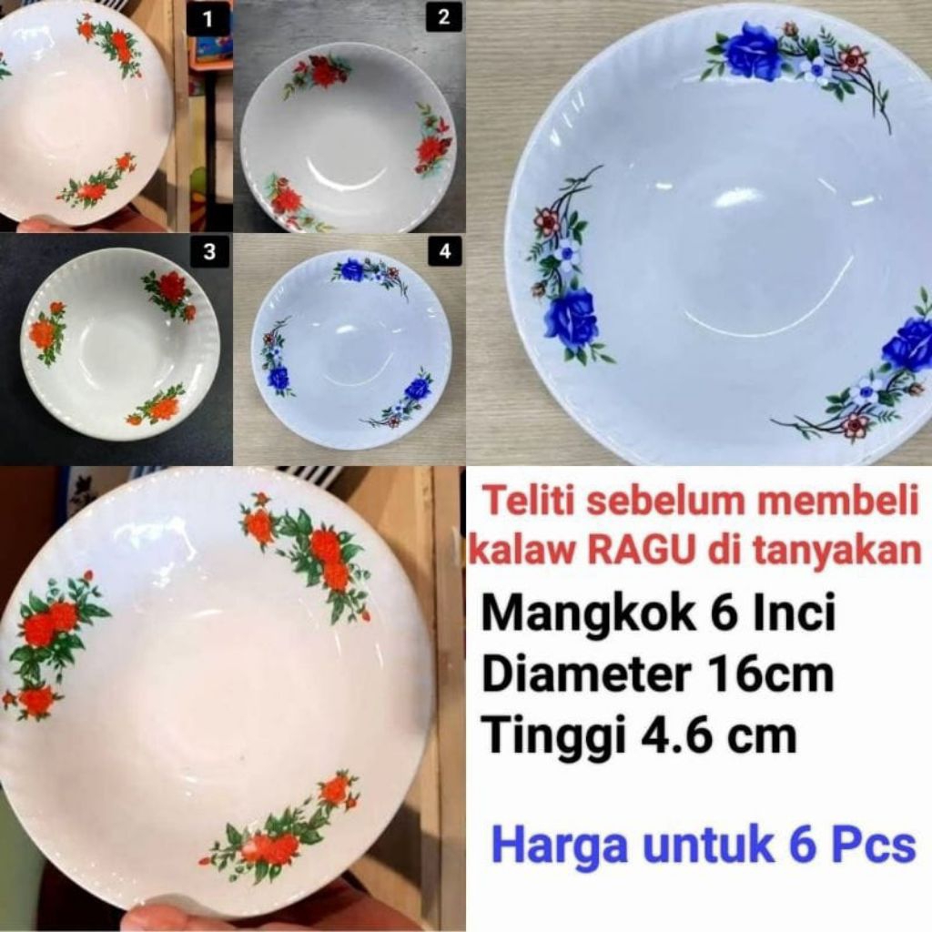 mangkok bubur keramik KECIL mangkok soto mangkok keramik ukuran 6 inchi harga 6 Pcs